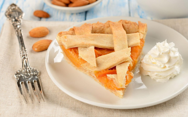 cake, pictures, food, fork, 720P, apricots, hd, silver