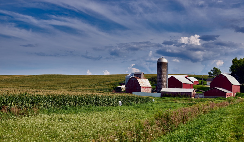 agriculture, america, land, field, rural, rural scene, sky, picturesque, nature, building exterior, beauty in nature, fields, landscape, cloud - sky, building