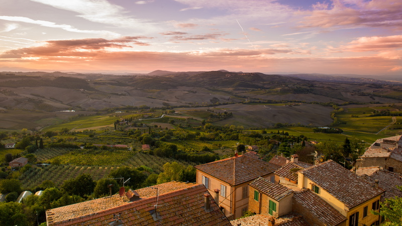 brown, 5K, no people, house, rural, tranquility, roof, beauty in nature, italy, aerial, cloud - sky, europe, panoramic, plant, farmland, built structure