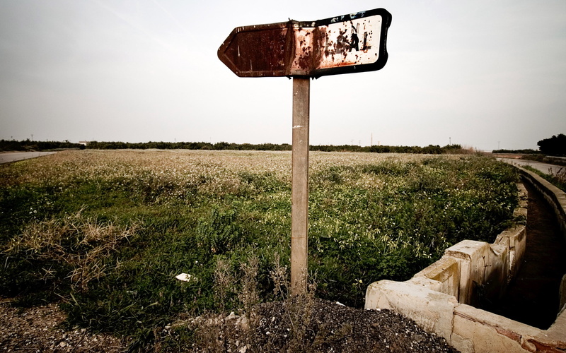 growth, tree, old, channel, plate, text, deterioration, rural Scene, information sign, brown, landscape, nature, communication, dullness, abandoned, land