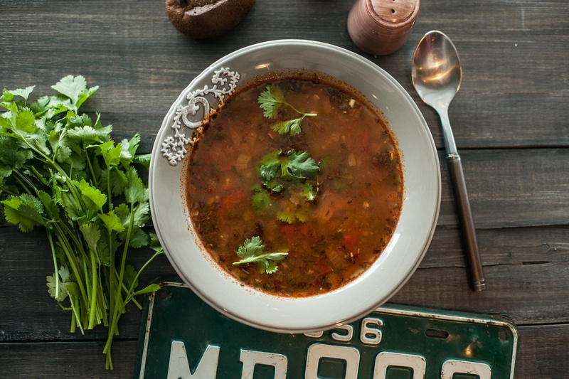spice, kitchen utensil, table, eating utensil, crockery, garnish, spoon, wellbeing, soup, still life, bowl, vegetable, food, parsley, 1080P, indoors, healthy eating
