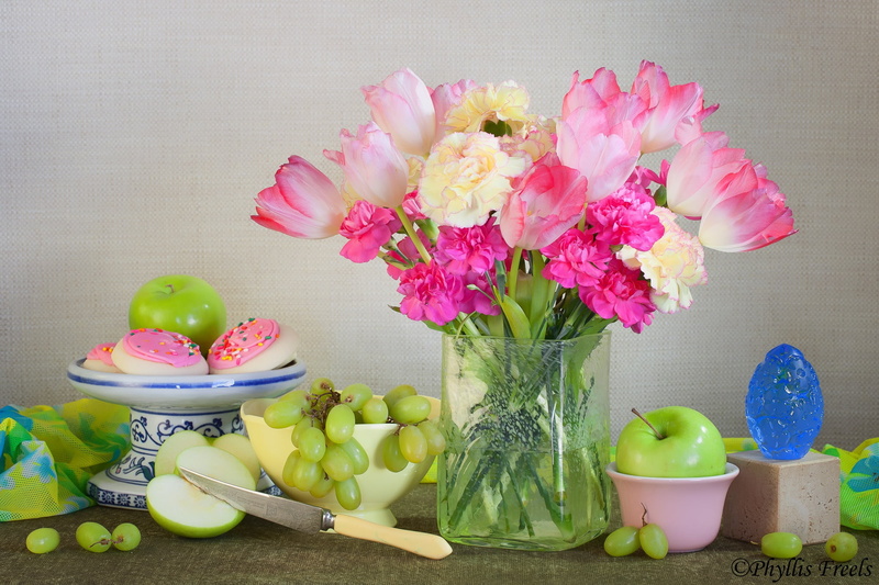 1080P, food, grapes, plants, fruit, flowers, apples, still life