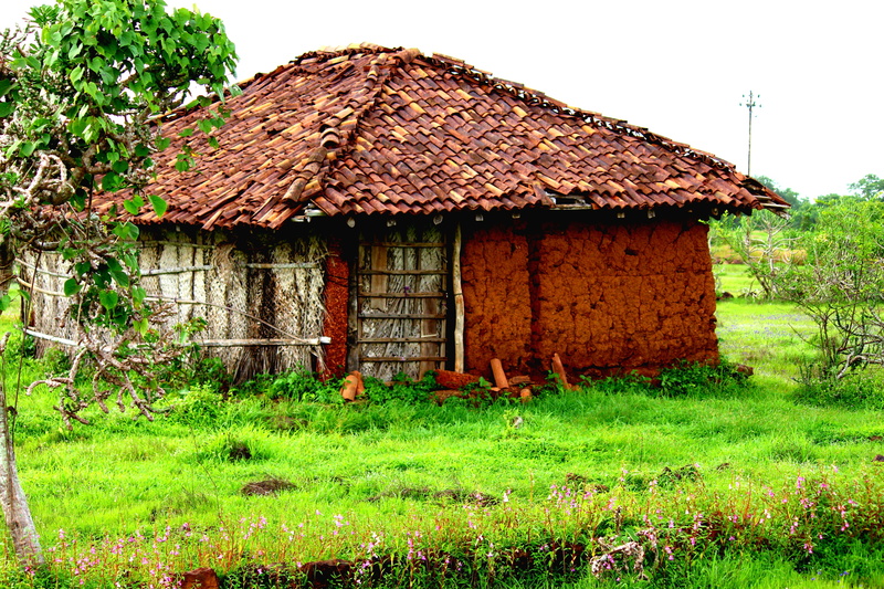 Rural, abandoned, deterioration, cottage, roof, grass, built structure, outdoors, India, Mud House, day, nature, Random, plant, house, Village, field, building