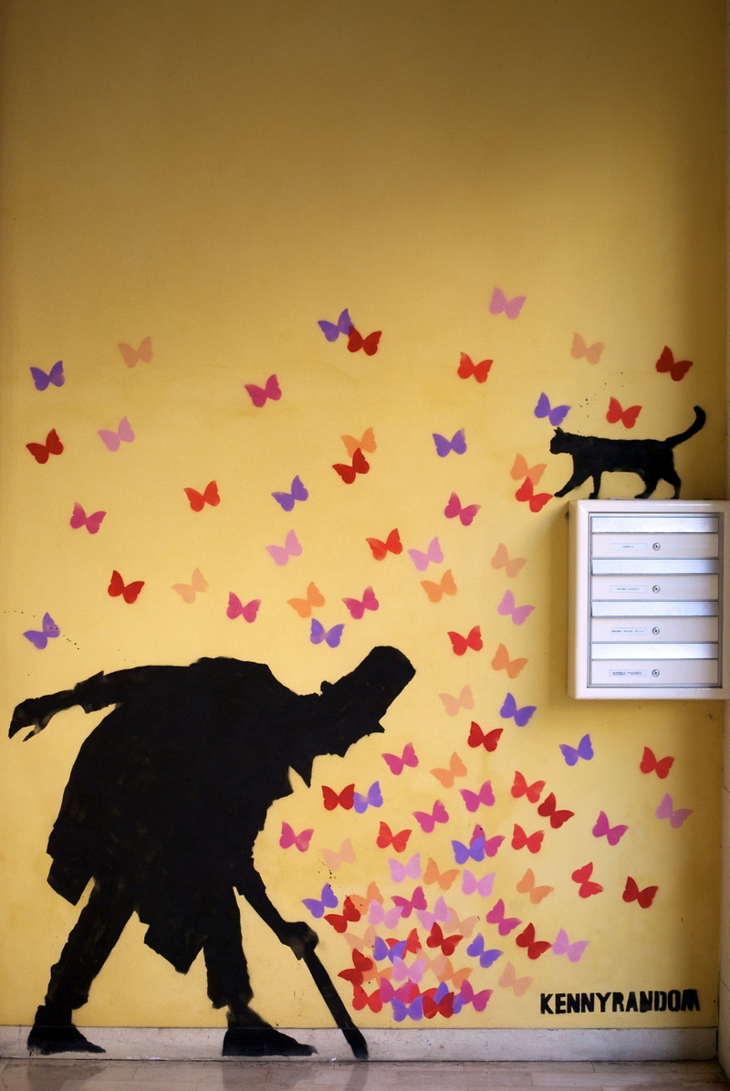painting, full length, creativity, Kenny Random, event, celebration, arms raised, 1080P, wall - building feature, indoors, silhouette, floral pattern