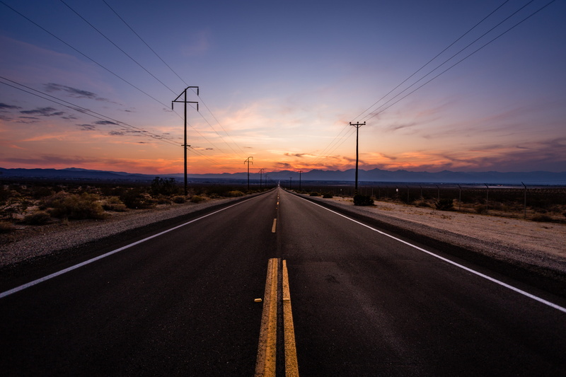 road, gray, vistum, utility, road marking, yellow line, cable, cloud - sky, lines, dividing line, empty, direction, 5K, sunset, night, vanishing point