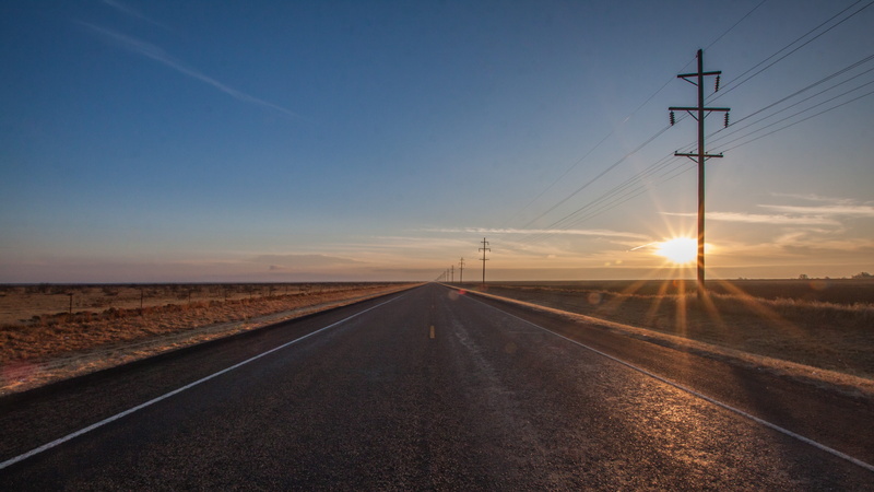 sunny, the way forward, landscape, asphalt, countryside, outdoors, sun, vanishing point, lens flare, technology, blue, cable, road, transportation, sky