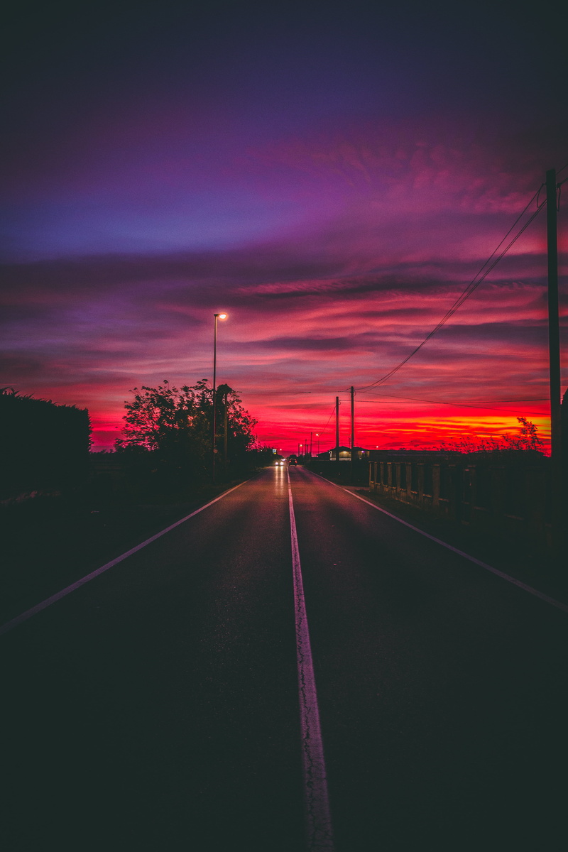 technology, no People, perspective, transportation, direction, marking, sun, symbol, horizon, 4K, sunlight, blue, energy, street, beauty in nature, twilight