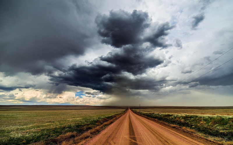 natural disaster, ominous, extreme weather, wet, no People, scenics, environment, blue, outdoors, transportation, road, backgrounds, vanishing Point, land