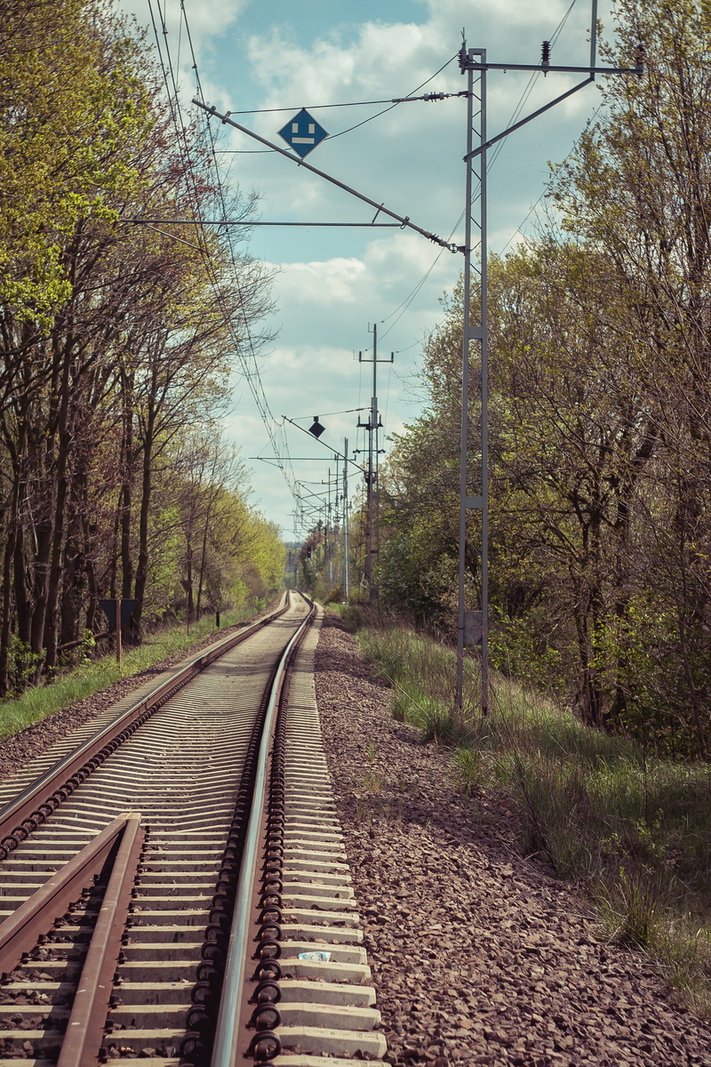 cable, travel, earthwork, direction, railroad track, 4K, outdoors, pkp, communication, rails, tree, Railway, power supply, track, transport, nature, railway embankment