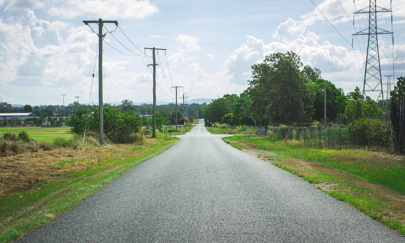 path, the way forward, telephone line, asphalt, 4K, no people, gravel, transportation, electricity, direction, housing, electric transmission tower, technology