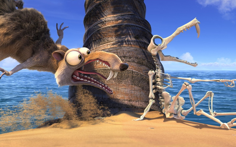 ocean, acorn, age, ice, 1080P, scrat, island, scart, character, skeleton