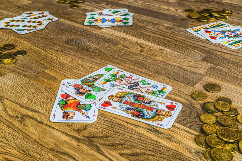 gambling, stammtisch, high angle view, money, wood - material, throw, play, trumpf, tavern, table, schafkopf card, 5K, flooring, relaxation, upper bavaria