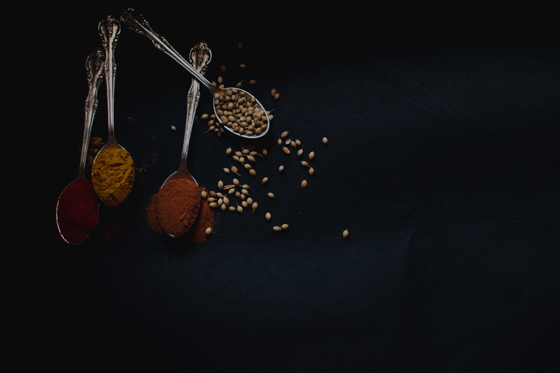 condiments, stainless, copy space, still life, seed, no people, food, spices, studio shot, choice, gray, steel, natural, 5K, eating utensil, variation