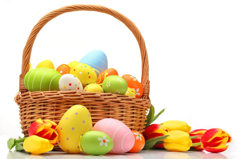 white Background, 4K, easter Basket, springtime, yellow, vibrant Color, various, decoration, container, copy space, basket, cultures, ornate, white color