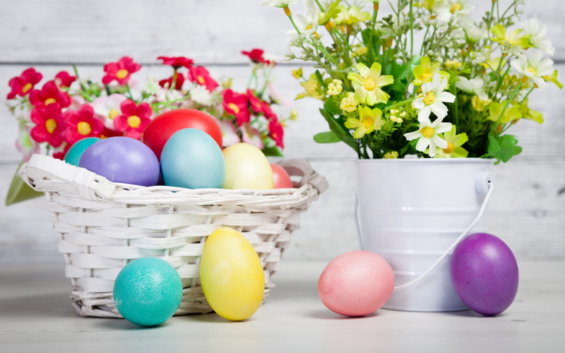 Basket, Holiday, Flowers, Eggs, 2K, Easter