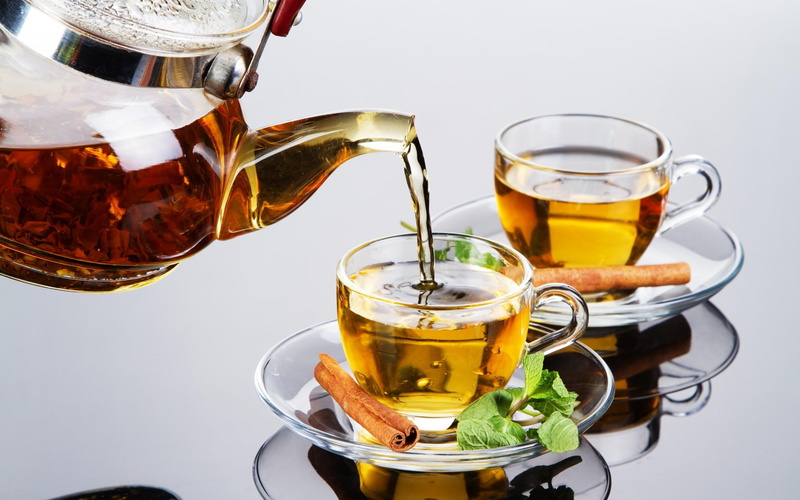 cinnamon, glass, mint, tea, iphone, reflection, 2K, drinks, leaves, cups