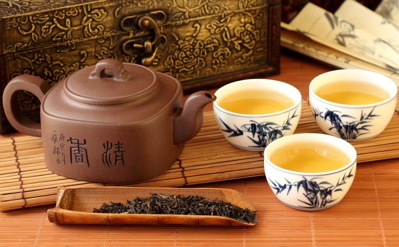 tea - hot drink, refreshment, text, Chinese, Chest, cup, indoors, Service, drink, Tea, Hieroglyphs, table, still life, tea cup, Teapot, Tea leaves, hot drink