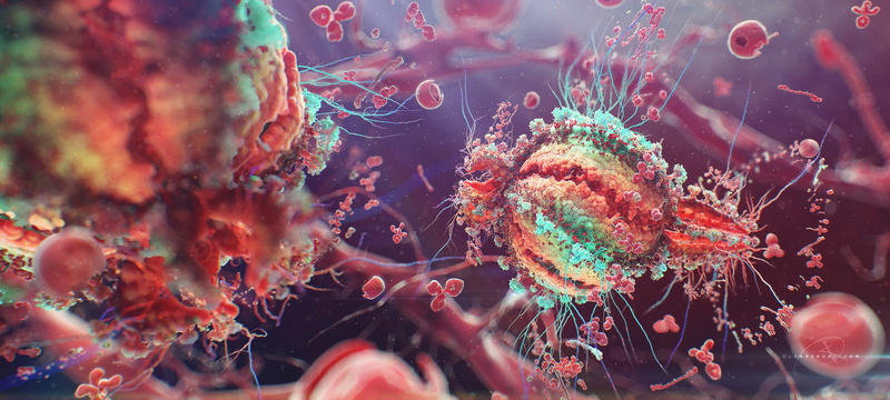 HIV, Cells, Disease, macro, Colorful, digital art, 1080P