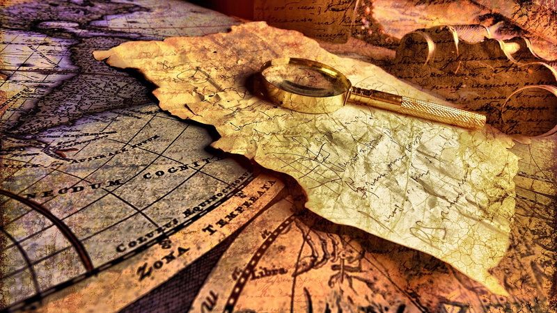 magnifying glasses, paper, high angle view, nature, glass, colored, still life, land, wood - material, 1080P, work tool, hand tool, creativity, map, brown