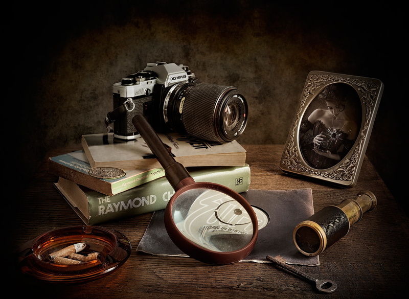 camera, beside, photo, ashtray, glass, the camera, spyglass, magnifying, frame, portrait, black, dslr, detectives, Watching The Detectives, 1080P