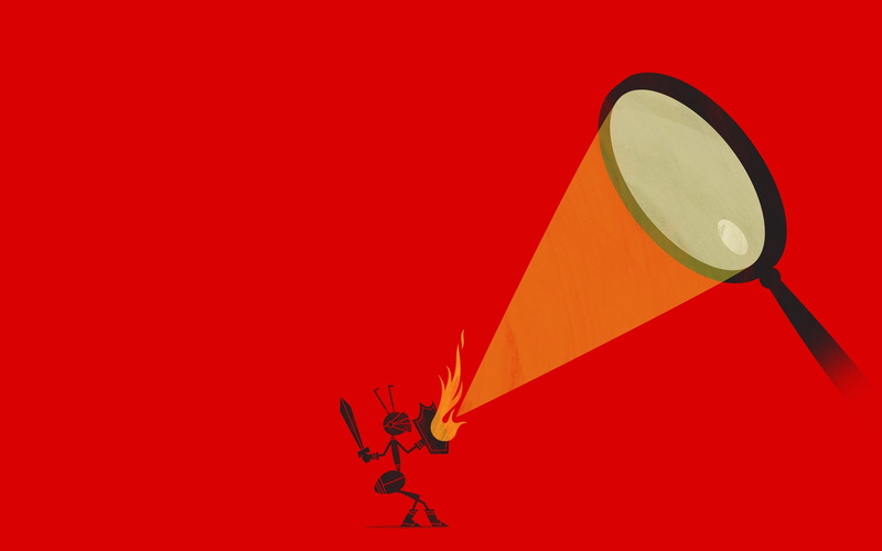 copy space, colored background, animal, mid-air, magnifying glasses, shape, no people, fire, red background, shield, 1080P, outdoors, flying, vibrant color