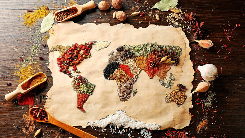 condiments, spices, 1080P, design, spice, world map