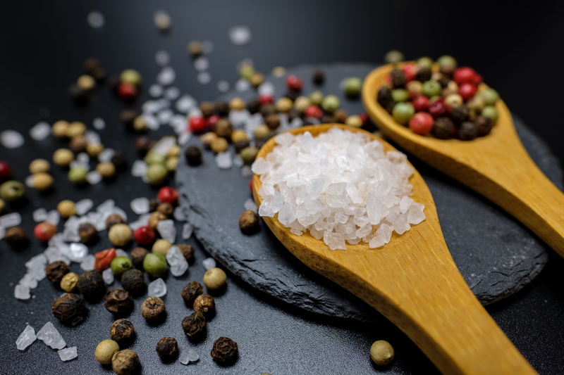 spices, selective focus, wood - material, season, salt, temptation, no people, indoors, wooden spoon, 5K, spoon, seed, ingredients, food and drink, kitchen utensil