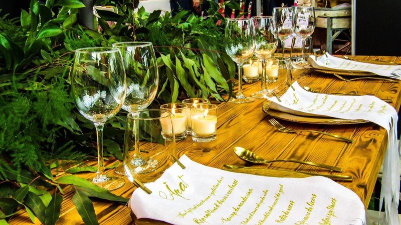5K, no people, dinner, metallized, dishes, illuminated, food and drink, cups, marriage, setting, organization of weddings, tablecloth, wineglass, cutlery