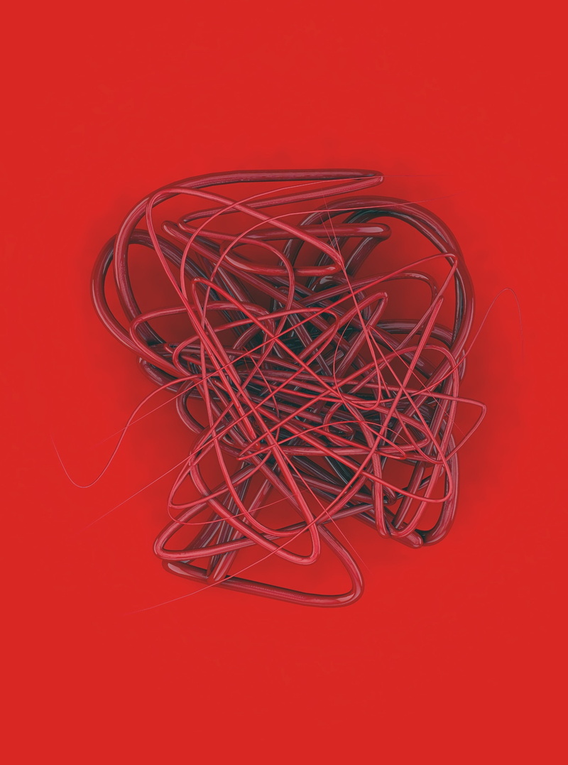 intertwined, copy space, large group of objects, wire, tangled, directly above, curls, creativity, office, complexity, connection, clip, indoors, office supply