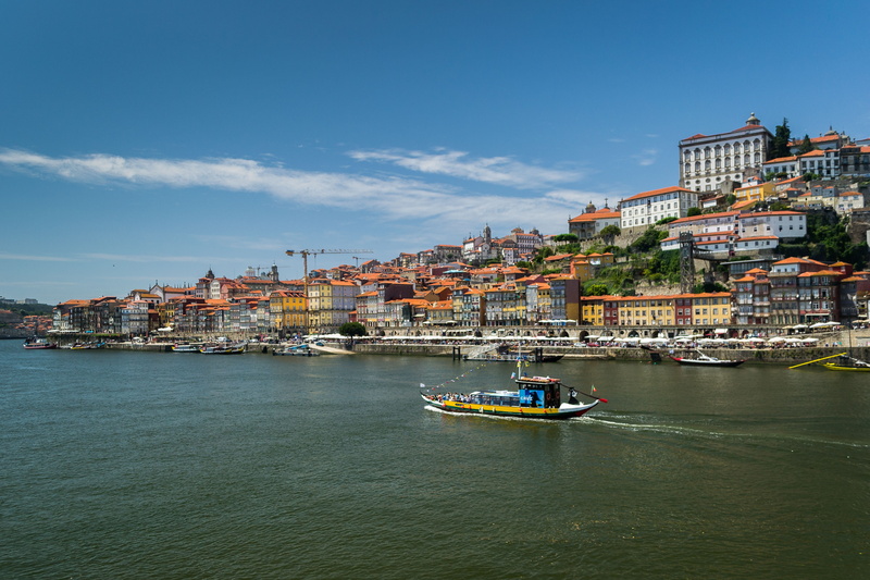 river douro, transportation, outdoors, Historic, ribeira, porto, historic city, water, building exterior, harbor, sky, ship, built structure, cityscape