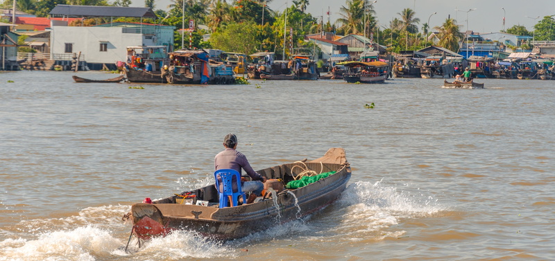 wave, nautical vessel, sea, day, group of people, floating market, transportation, the province of tien giang, outdoors, lifestyles, vietnam, ship, women
