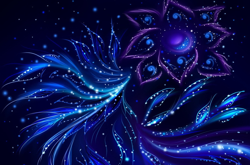 arte, Ave, Azul, 1080P, Flores, abstracto