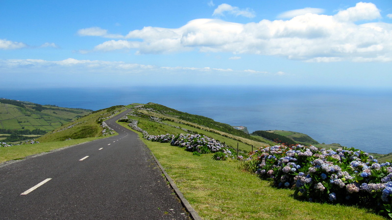 green, portugal, nature, land, day, flores island, no people, acores, sky, ilha das flores, açores, horizon over water, beauty in nature, non-urban scene