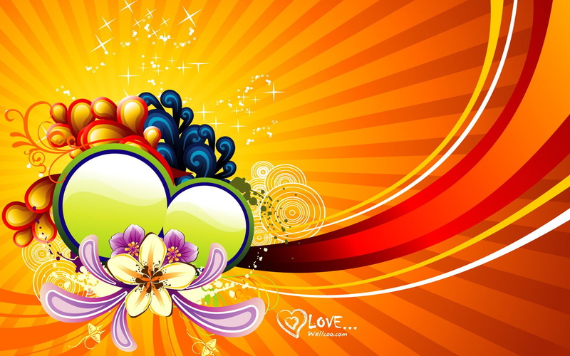 corazon, abstracto, vector, 1080P, colores, flores