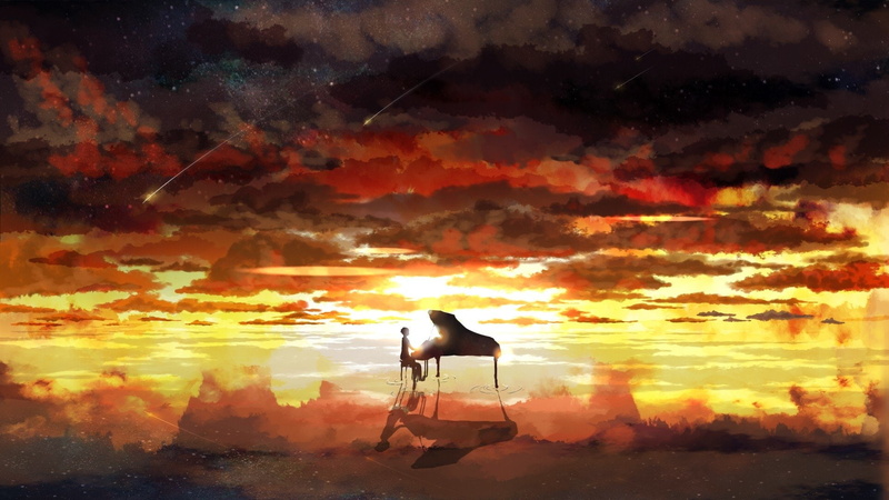 Your Lie in April, piano, Kousei Arima, person, animated, Anime, grand, playing, 1080P, illustration
