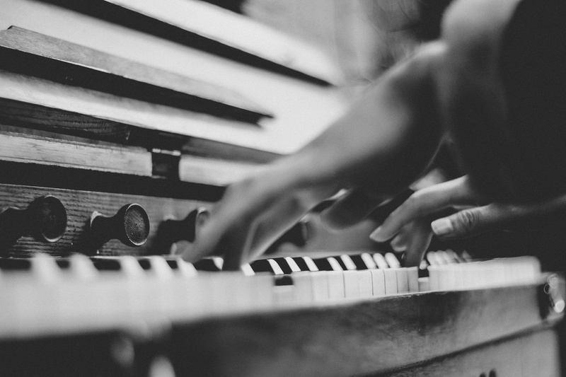 musical equipment, performer, piano Key, indoors, lifestyles, music, leisure activity, black And White, practicing, hand, recording studio, gray, pianist