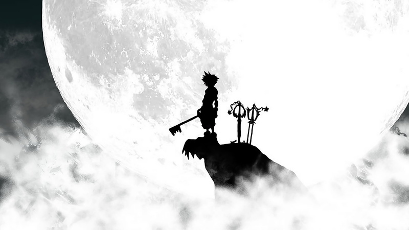disney, anime, silhouette, video games, hd, sora, moon, kingdom, 1080P, hearts