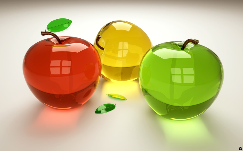 1080P, 3d, glass, apple, decors, apples, 3d fruits.3d apples, 3d art, three