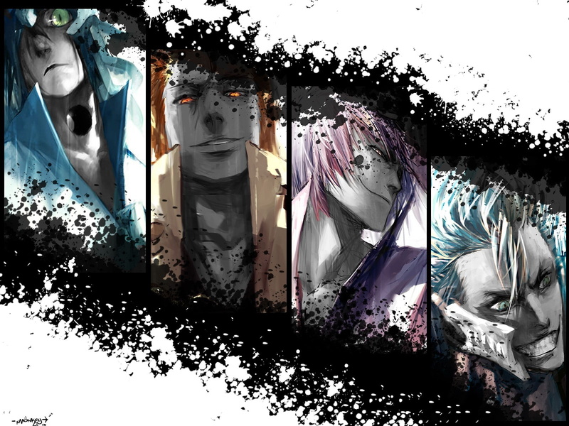 Bleach, Sousuke Aizen, paint splatter, Grimmjow Jaegerjaquez, 720P, Ulquiorra Cifer, Espada, Ichimaru Gin