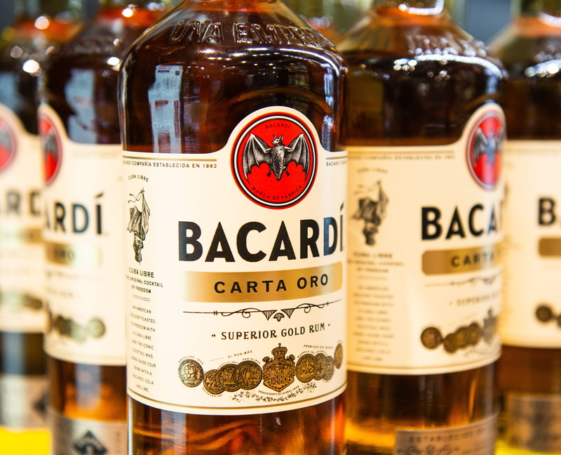 no people, container, rum, drink, focus on foreground, still life, close-up, oro, food, bottles, food and drink, gold, label, bacardi, indoors, jar, alcohol