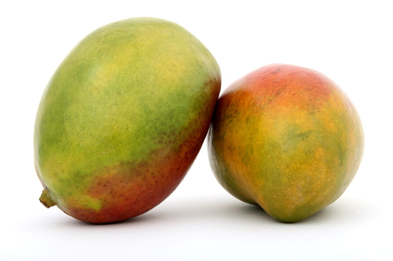 cut out, healthy lifestyle, pear, fresh, indoors, ripe, healthy eating, two objects, 2K, food and drink, white background, mango fruit, mango, organic