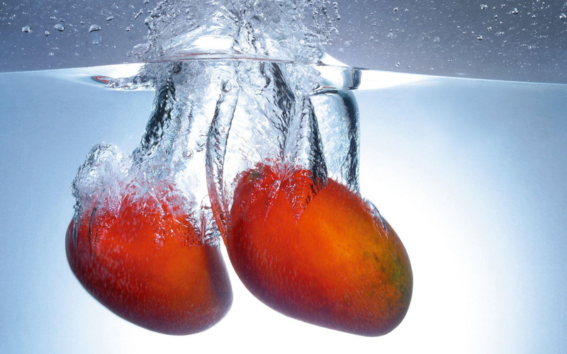 red, mangos, mango, 1920x1200, oval, water, photography, 1080P, fruit