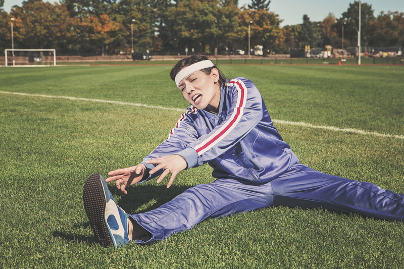 yoga, gym, outdoors, sportswear, body, smiling, stretch, plant, blue, exercise, health, white, one person, tracksuit, athletic, sporty, full length, headband