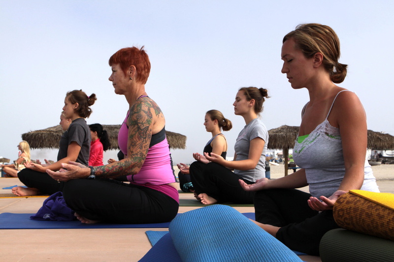 leisure activity, yoga classes, zen, friendship, young men, men, group of people, medium group of people, instructor, togetherness, gymnastics, group, women