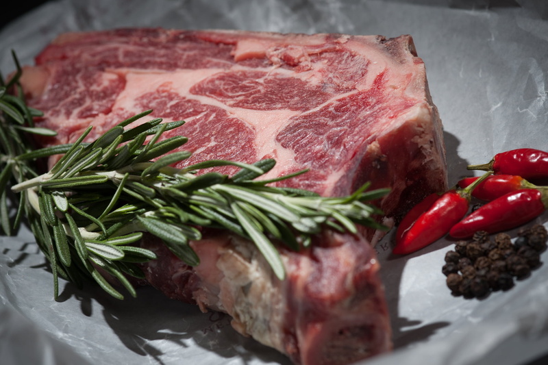 food, plant, rosemary, herb, chilis, red meat, indoors, raw food, 1080P, steak, meat, preparation, freshness, lamb - meat, food and drink, close-up, vegetable