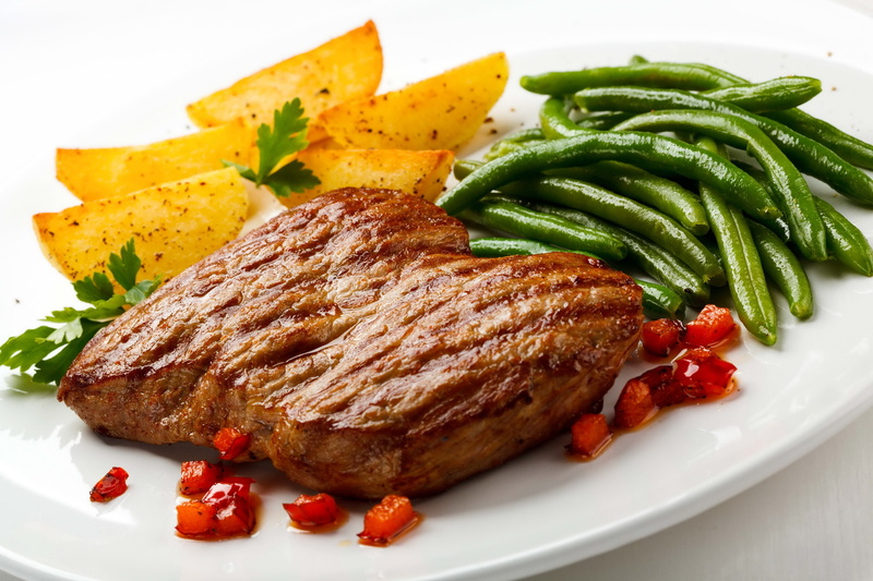 pork, potatoes, wedges, heat - Temperature, 2K, slice, serving size, spice, prepared Potato, meal, vegetable, salad, fillet, barbecue, healthy Eating
