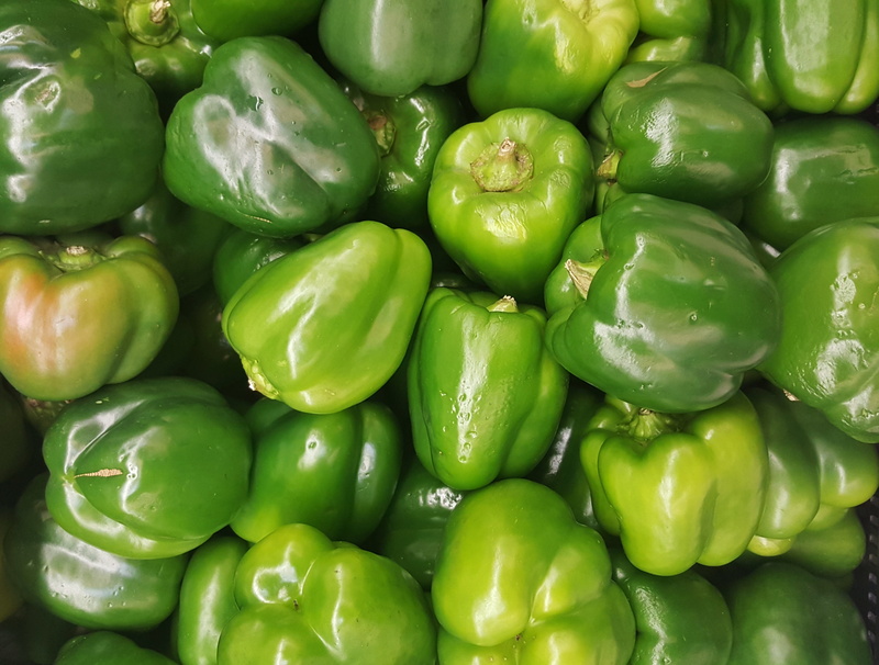 wellbeing, freshness, food and drink, vegetarian, close-up, greens, vegetable, healthy eating, backgrounds, green bell pepper, for sale, full frame, vegetables