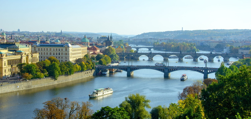 panorama, town center, sky, architecture, czech republic, bridge, connection, manes bridge, built structure, tourism, arch, arch bridge, praha, places of interest