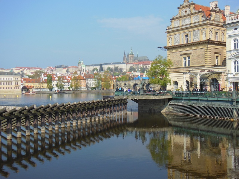day, prague castle, religion, moldova, city, building, waterfront, prague, czech republic, water, crowd, sky, building exterior, built structure, place of worship