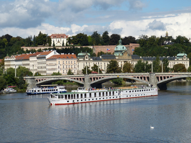 sky, cloud - sky, sail, water, cityscape, czech republic, old town, built structure, red, cruise, nautical vessel, building exterior, travel, white, tree